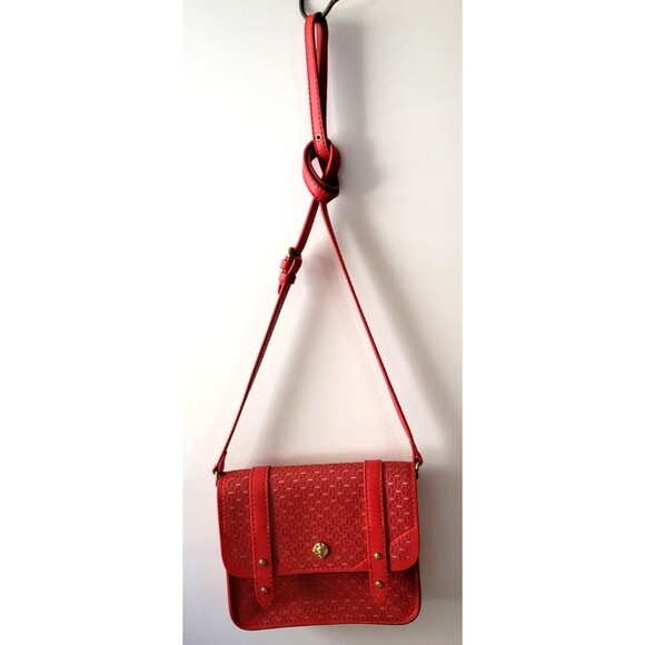 Vintage Anne Klein Adjustable Crossbody Woven Purse-Red - Picture 3 of 4